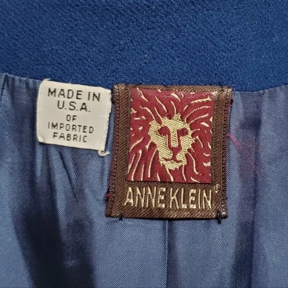 Rare Vintage 1970s Anne Klein Blue Wool Cashmere Pleated Topcoat Swing Coat - Picture 13 of 16